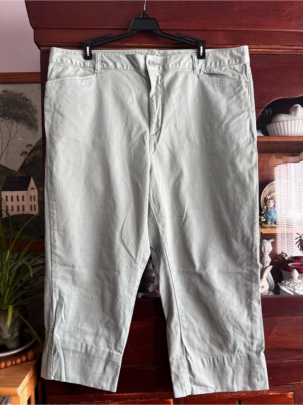 L.L.Bean Light Sage Garment-Dyed Straight capris Pants